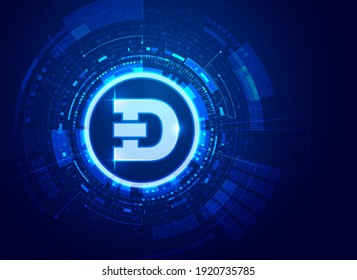 concept of cryptocurrency technology, graphic of dogecoin with futuristic element svg