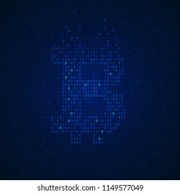 concept of cryptocurrency technology, shape of bitcoin symbol combined with binary code 