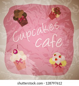 The concept of cupcakes cafe menu. Vector illustration