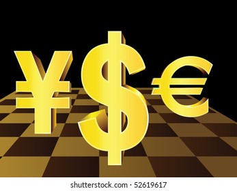 Concept: the currency symbol - in the struggle for leadership. Vector