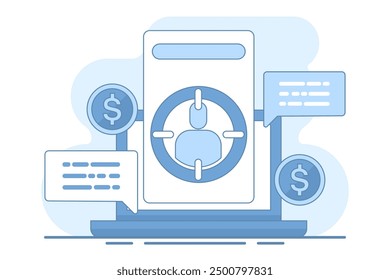 concepto de demografía Cliente o audiencia objetivo, segmentación de mercado, comportamiento del consumidor e ícono de estrategia de marketing. generación de ventas y atracción del Cliente. Vector aislado en el fondo.