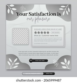 Concept of customer feedback for social media template, abstract flat background with leaves