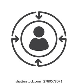 The concept of customer focus, corporate values. Vector icon isolated on white background.