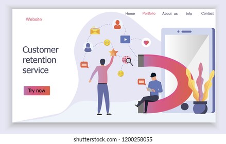Concept of customer retinetion. Magnet attracts users, likes. 