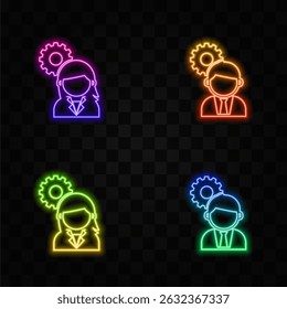 Concept customer service illustration. neo style. Male female project manager vector illustration.