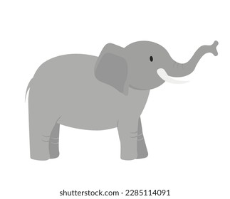 Concept Cute animals elephant. This is a cute flat vector illustration of a gray elephant. Vector illustration.