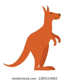 Concept Cute animals kangaroo. This is a flat vector illustration featuring a cute kangaroo in a cartoon-style scene. Vector illustration.