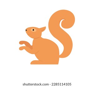 Concept Cute animals squirrel. A flat vector cartoon illustration depicts a cute squirrel. The concept showcases the beauty and charm of nature's animals. Vector illustration.