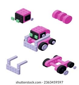 Concept with cute artwork in isometric style for print and design.Vector illustration.