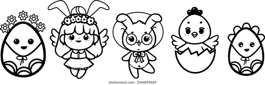 concept cute easter characters for different kind of design