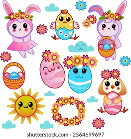 concept cute easter characters for different kind of design