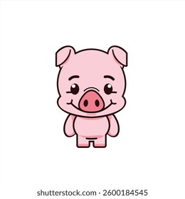 The concept of a cute pig for an icon or logo