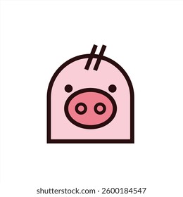 The concept of a cute pig for an icon or logo
