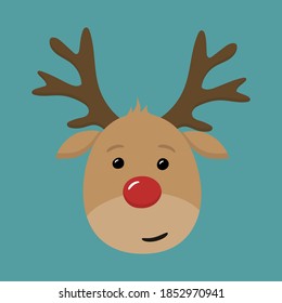 Concept of cute reindeer head. Christmas decoration. Vector