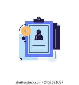 Concepto de CV Perfil de empleado, Ilustración vectorial de icono de diseño plano