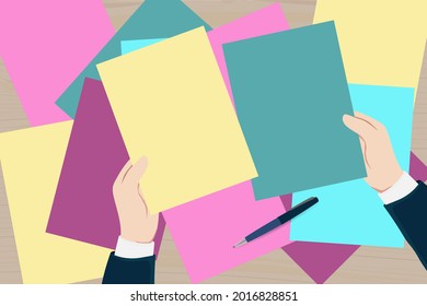 Concept CV, Human Resources, presentation, social media, documents, cards, posters. Vector illustration filling out resumes, hiring employees, people fill out the form 