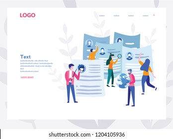 Concept CV, Human Resources, Recruitment for web page, banner, presentation, social media, documents, cards, posters.Vector illustration filling out resumes, hiring employees, people fill out the form