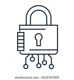 Concept cyber security, blocking, protection. Vector linear icon isolated on white background.