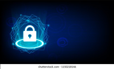 concept of cyber security with key icon vector on dark background