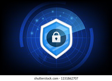 concept of cyber security with key icon vector on dark background