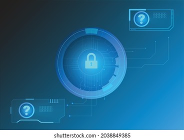 concept of cyber security, Keyhole icon on blue dark background. data security in online network