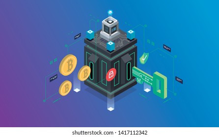 concept of cyber security or private key, abstract digital key with technology interface