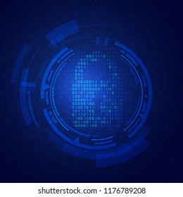concept of cyber security, shape of futuristic key combined with binary and program code