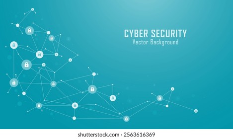 Concept of cybersecurity and network protection. Molecular structure and padlock abstract background for innovation technology, science. Secure technology. Vector illustration.