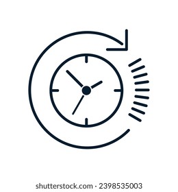 Concept of daily routine, working time, interval. Vector linear icon isolated on white background.