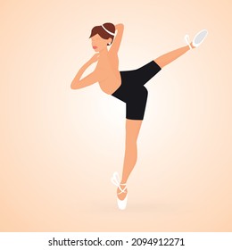 Konzept einer tanzenden, anmutigen Ballerina einzeln auf hellem Hintergrund. Flache Vektorgrafik