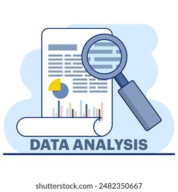 concepto de análisis de datos e investigación financiera con análisis de datos de datos financieros, análisis de análisis de datos y seguimiento en el panel de control de informe de Web y la inversión financiera empresarial.