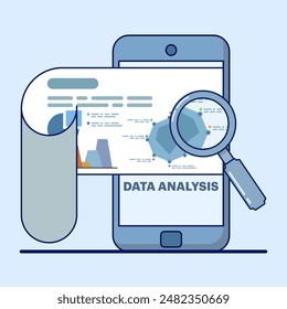 concepto de análisis de datos e investigación financiera con análisis de datos de datos financieros, análisis de análisis de datos y seguimiento en el panel de control de informe de Web y la inversión financiera empresarial.