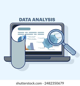 concept of data analysis and financial research with data analysis of financial data, analysis of data analysis and monitoring on web report dashboard monitor and business financial investment.