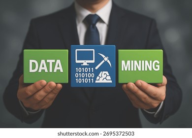 Concept of data mining for business and organization. Data set, process, classification, database, data analysis new concept