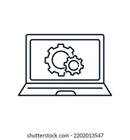 Concept of data processing, workflow, technical support. Vector icon isolated on white background.