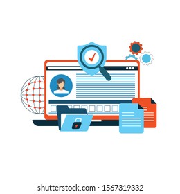 Concept data protection, internet security for web page, banner, presentation