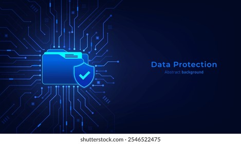 Conceito de tecnologia de segurança de dados. Privacidade de dados e proteção de rede abstrato fundo futurista Hi-tech estilo. Tecnologia de cibersegurança. Ilustração vetorial