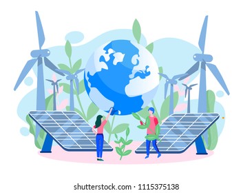 Concept day of the Earth, save the planet, save energy, for web page, banner, presentation, social media, documents, cards, posters. Vector illustration, Earth day