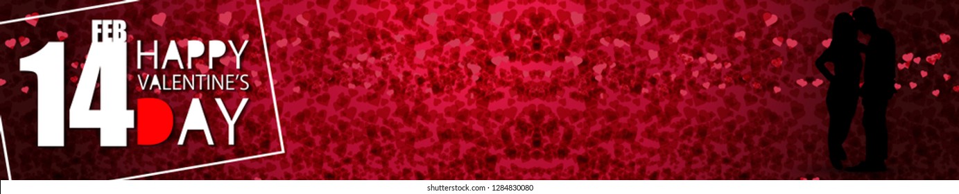 Concept Of Valentine’s Day, illustration Of Love And Happy Valentine Day Abstract Banner With Text, Love Heart Shape For Beautiful Couple Vector Design...