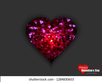 Concept Of Valentine’s Day, illustration Of Love And Happy Valentine Day Abstract Background With Text, Love Heart Shape For Beautiful Couple Vector Design...