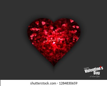 Concept Of Valentine’s Day, illustration Of Love And Happy Valentine Day Abstract Background With Text, Love Heart Shape For Beautiful Couple Vector Design...