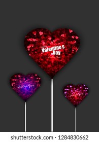 Concept Of Valentine’s Day, illustration Of Love And Happy Valentine Day Abstract Background With Text, Love Heart Shape For Beautiful Couple Vector Design...