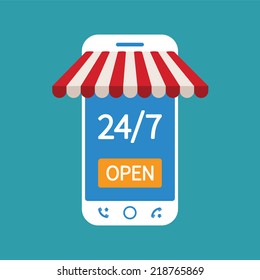 Concept of day and night online shop on modern smart phone