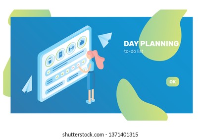 Concept day planning. Office planning. work planning. Vector to-do list.