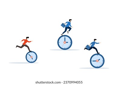 Concept of deadline or busy work, time management, team productivity, work efficiency or fast speed to complete within time countdown, performance, businessman using time to complete work tasks.