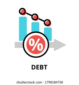 Concept of Debt icon, modern flat thin line design vector illustration, for graphic and web design