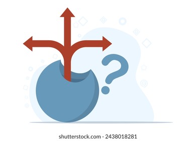 concept of Decision to choose an option, choice or opportunity, challenges in choosing a career path, determining business direction, thinking about solutions or doubts. circle with arrow direction.