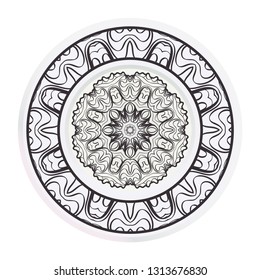 Concept Decorative plates with Mandala ornament patterns. Home decor background. Vector illustration