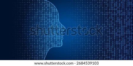 Concept of deep learning or machine learning, graphic of artificial intelligence on a Binary Code 