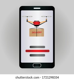 
Concept for delivery service. Delivery drone with the package. Quadcopter transportation of goods.
